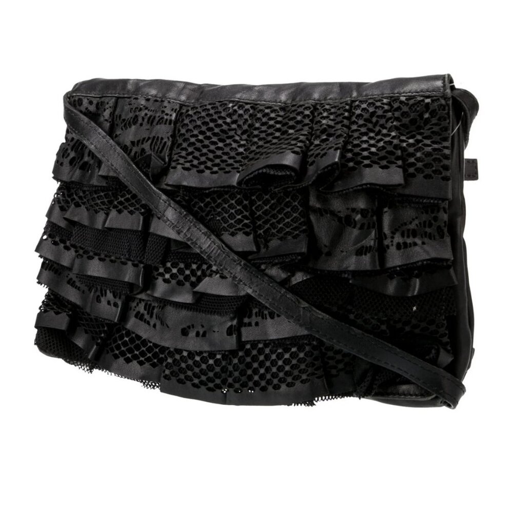 Valentino Garavani Laser-Cut Ruffle Leather Shoulder Bag – Rare Vintage